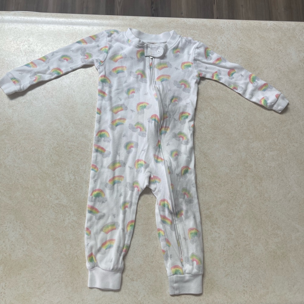Burt's Bees Baby White Onesie with Rainbow Print